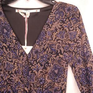 Chelsea & violet women's XS dressy floral print romper long sleeve Bell cuff NWT